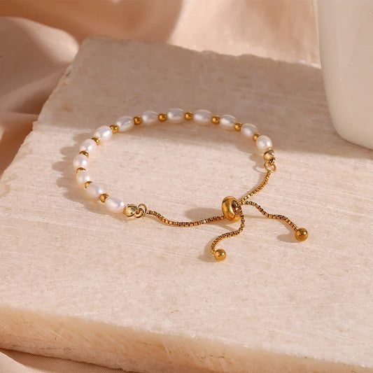 Elegant Freshwater Pearl and Stainless Steel Bracelet