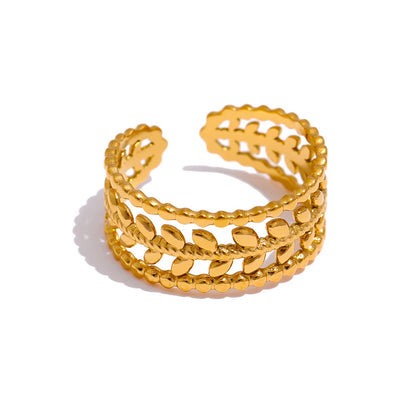 Madeline Jewels 18K Gold Leaves Ring