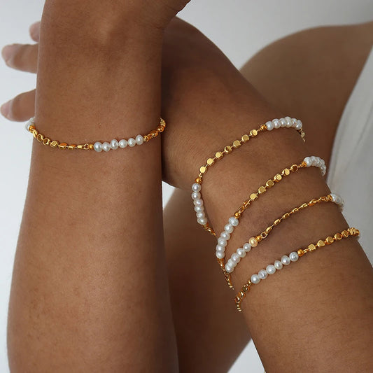 Madeline Jewels Natural Pearl Adjustable Bracelet