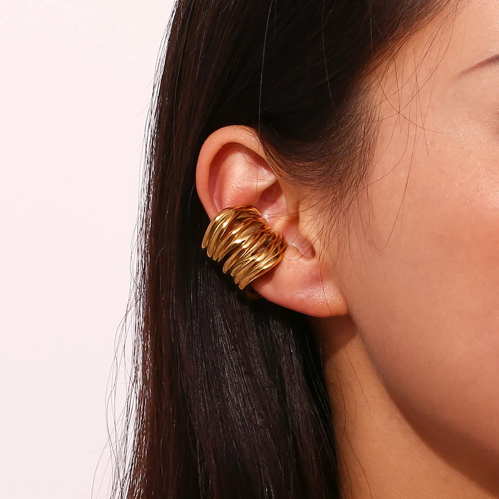 Ray Retro Gold Clip Earrings