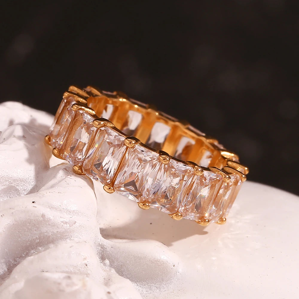 Women's Shiny Zircon Ring 18K Gold Plated