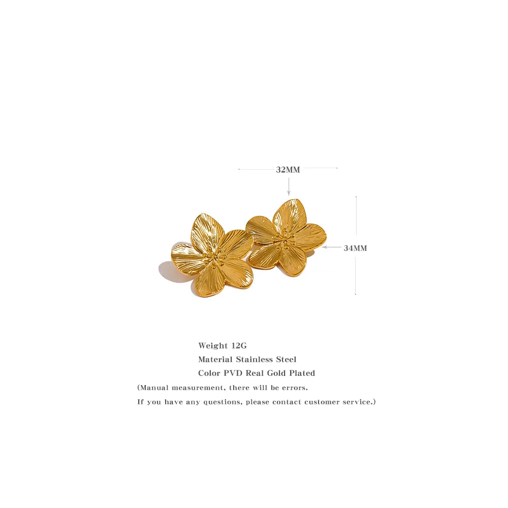 18K Gold Golden Flower Earrings for Women Elegant Floral Design