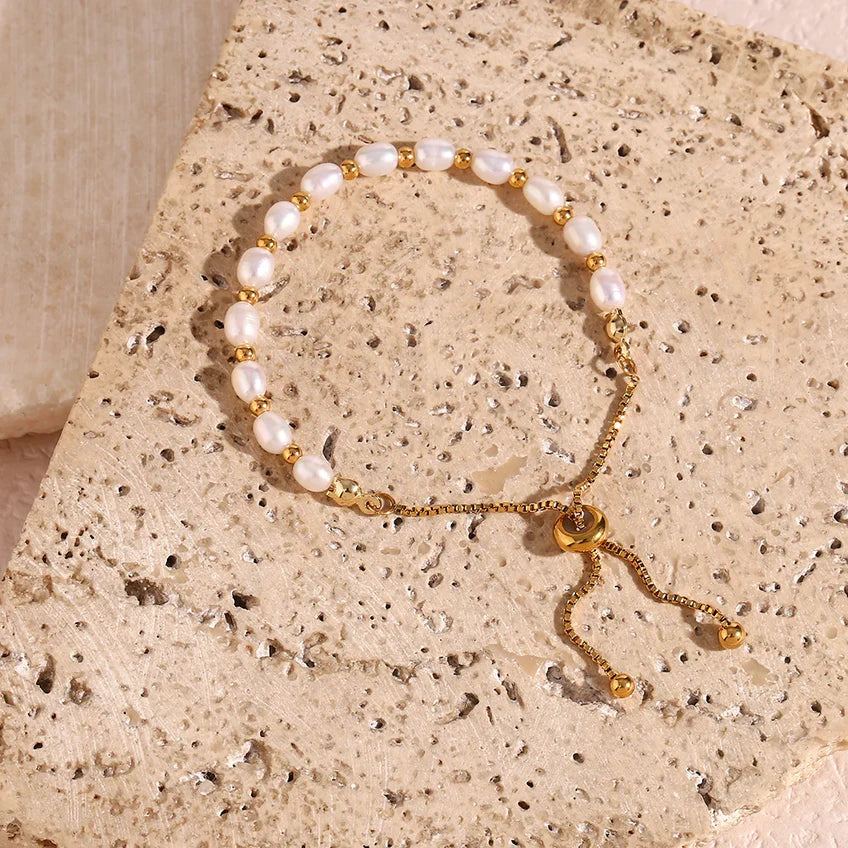 Elegant Freshwater Pearl and Stainless Steel Bracelet