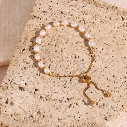 Elegant Freshwater Pearl and Stainless Steel Bracelet