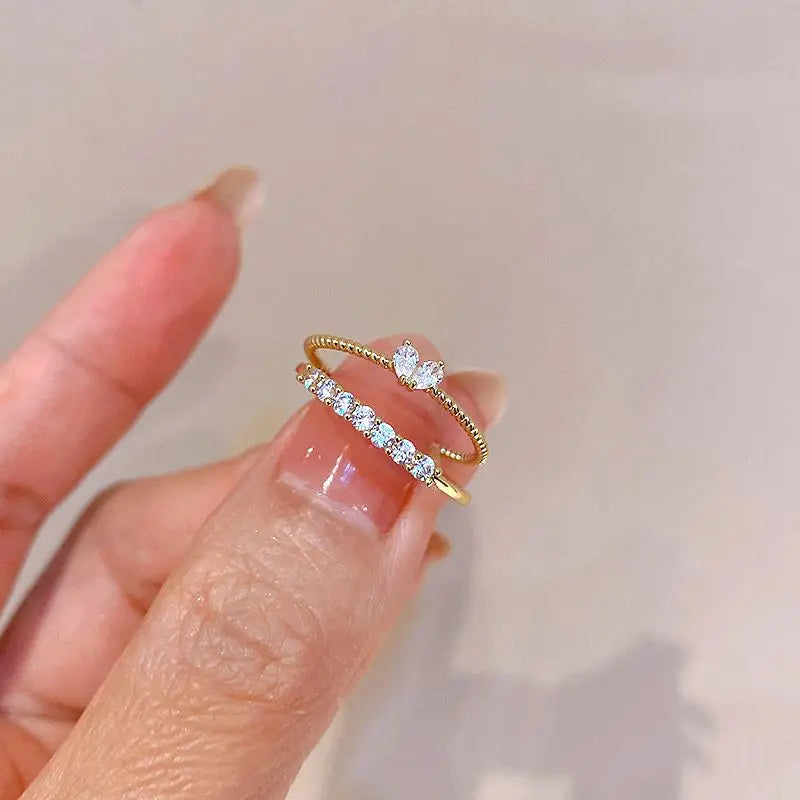 Gold Heart Zircon Rings Set for Women by Madeline Jewels