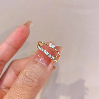 Gold Heart Zircon Rings Set for Women by Madeline Jewels