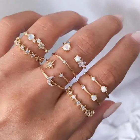 Bohemian Butterfly Pearl Rings Set for Women by Madeline Jewels