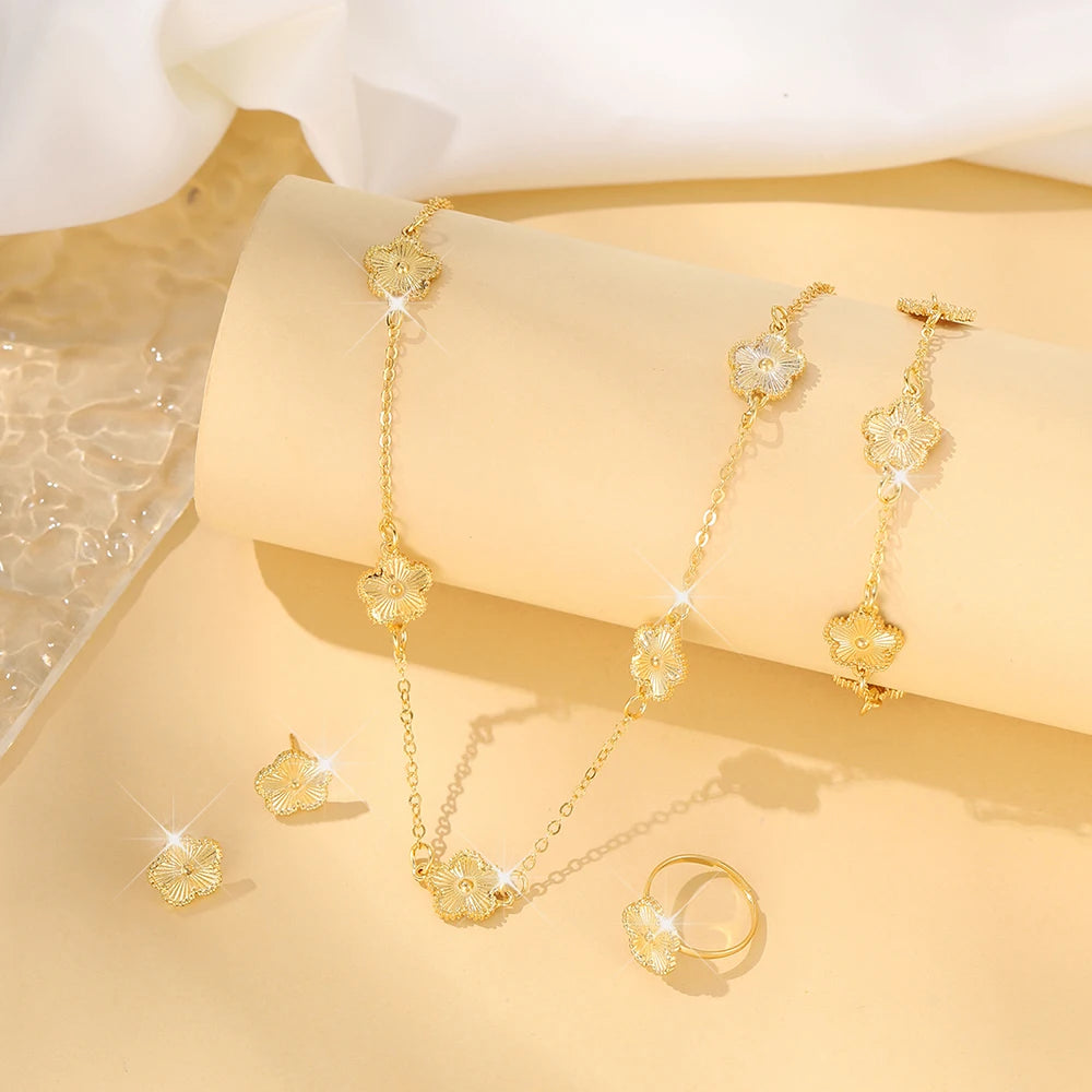 Lucky Flower Jewelry Bracelet, Earring and Necklace Set by Madeline Jewels