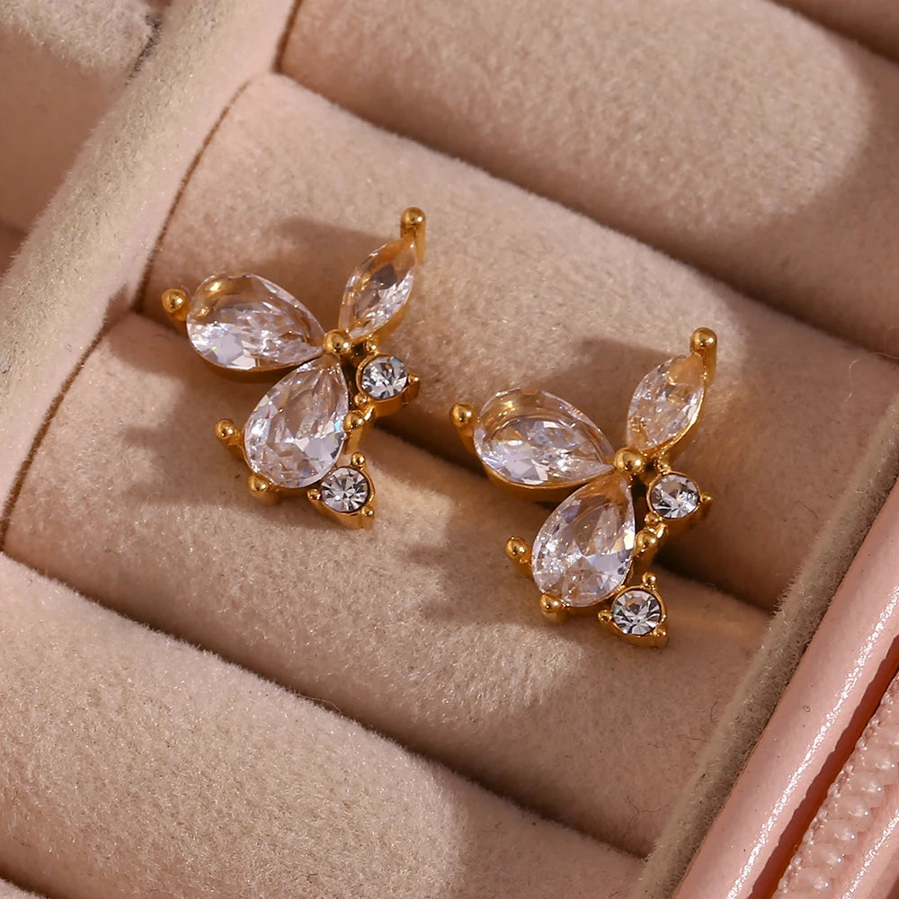 Charming Heart Zircon Crystal Adjustable Gold-Plated Earrings