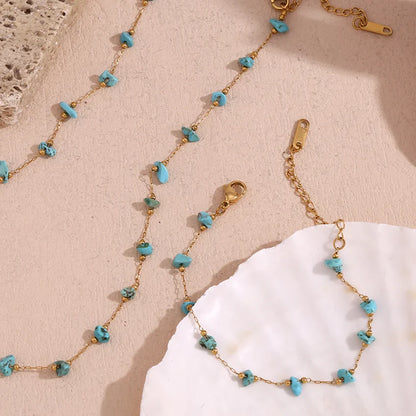 Blue Stone Necklace and Bracelet Set by Madeline Jewels