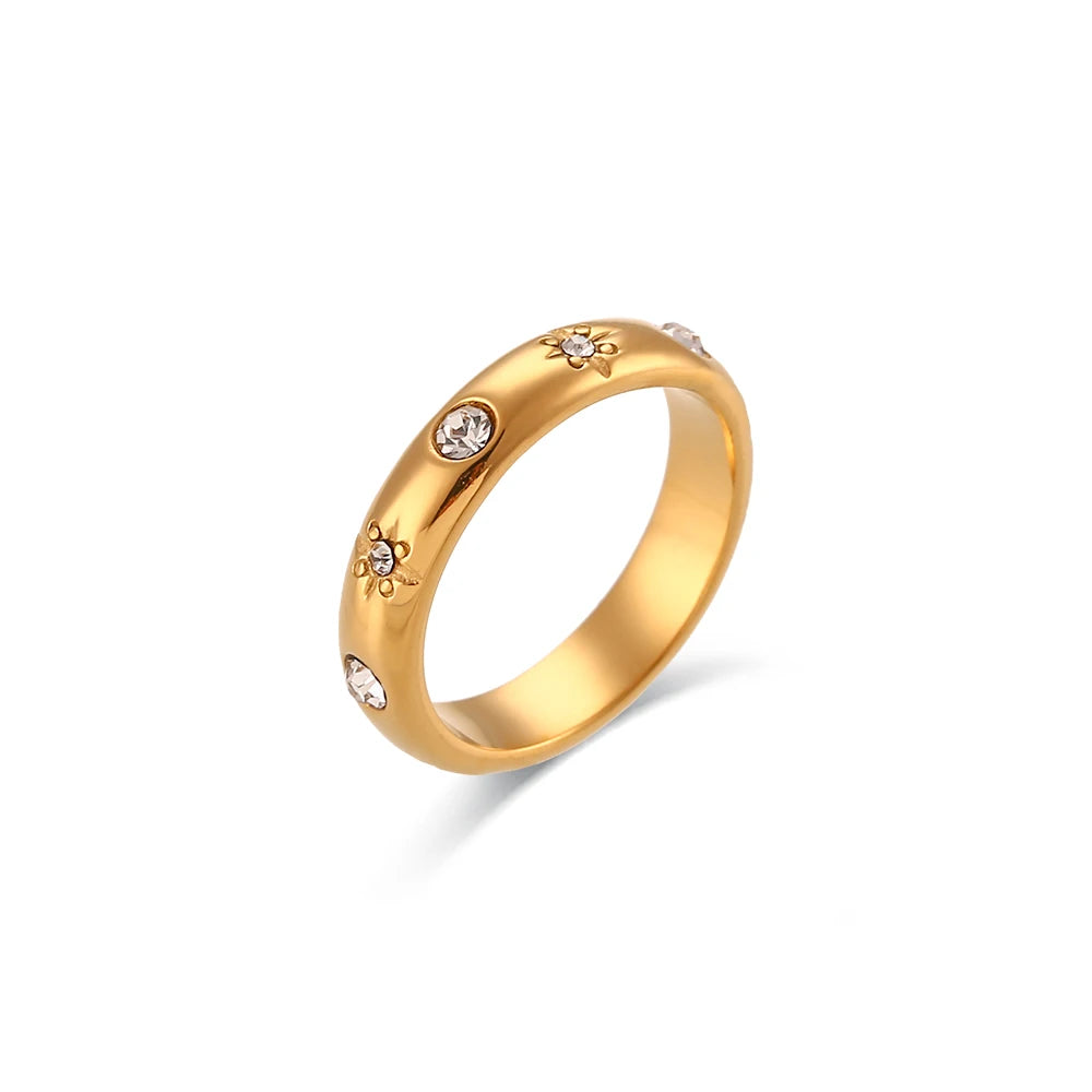 Dainty Pearl and Zircon Ring 18K Gold Plated