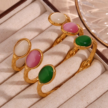 Irresistible 18K Gold Plated Green Agate Bracelet