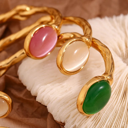 Irresistible 18K Gold Plated Green Agate Bracelet