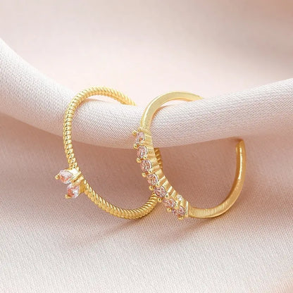 Gold Heart Zircon Rings Set for Women by Madeline Jewels