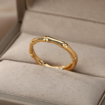 Stainless Steel Bamboo Adjustable Ring