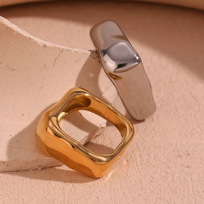 Belle Geometric Ring in Gold Plated Stainless Steel